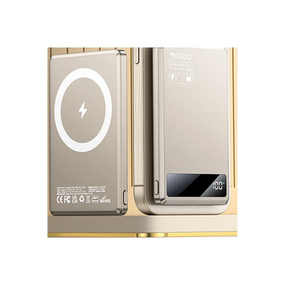 Yesido YP66 5.000 mAh Led Şarj Göstergeli 20W Type-C Çıkışlı ve 15W Kablosuz Şarjlı PD Hızlı Şarj Magsafe Powerbank - Gold