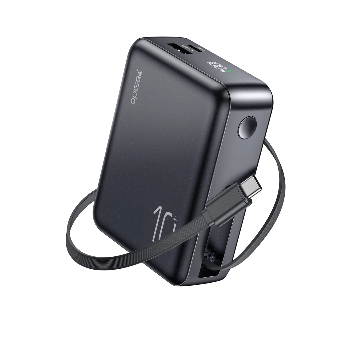 Yesido YP70 Dijital Göstergeli 10.000 mAh 3in1 22.5W PD Hızlı Şarj Powerbank - Siyah