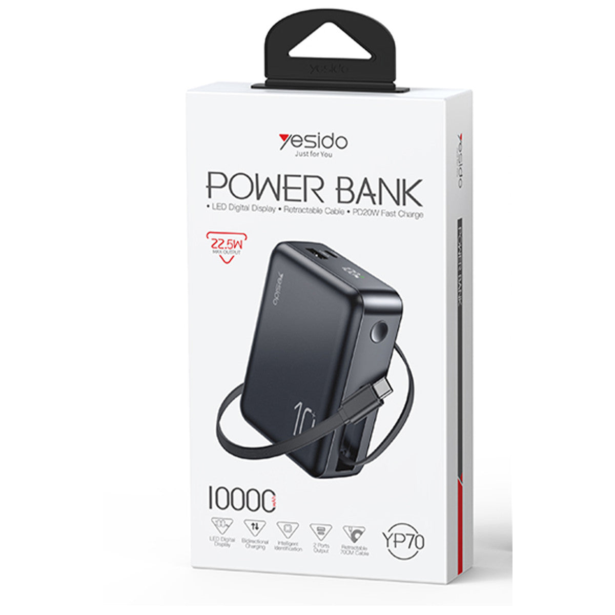 Yesido YP70 Dijital Göstergeli 10.000 mAh 3in1 22.5W PD Hızlı Şarj Powerbank