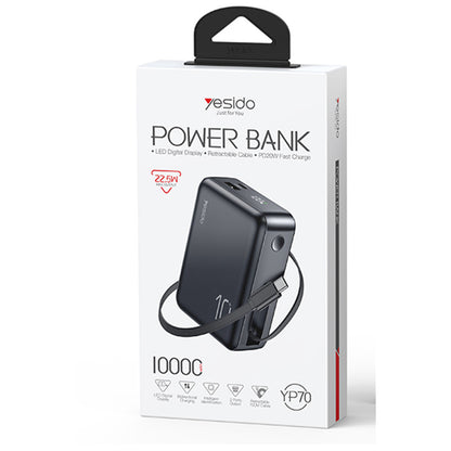 Yesido YP70 Dijital Göstergeli 10.000 mAh 3in1 22.5W PD Hızlı Şarj Powerbank