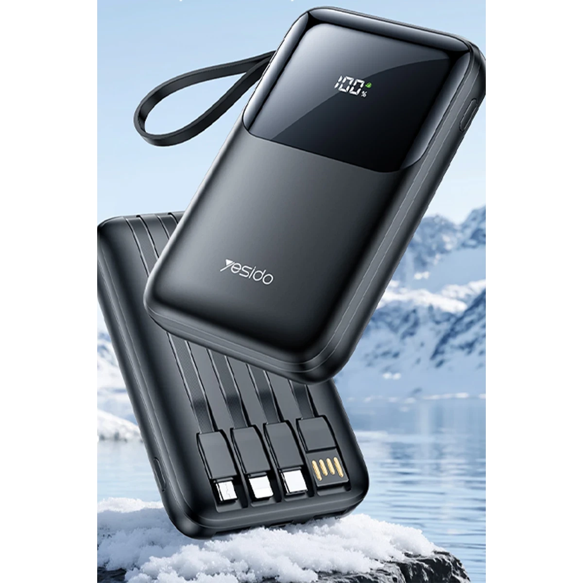 Yesido YP71 Dijital Göstergeli 10.000 mAh 6in1 22.5W PD Hızlı Şarj Powerbank - Siyah