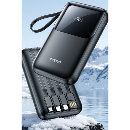 Yesido YP71 Dijital Göstergeli 10.000 mAh 6in1 22.5W PD Hızlı Şarj Powerbank - Siyah