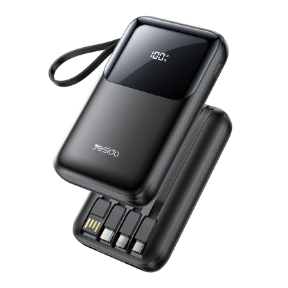 Yesido YP71 Dijital Göstergeli 10.000 mAh 6in1 22.5W PD Hızlı Şarj Powerbank - Siyah