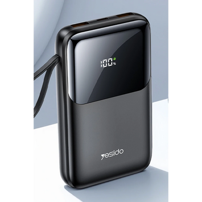 Yesido YP71 Dijital Göstergeli 10.000 mAh 6in1 22.5W PD Hızlı Şarj Powerbank - Siyah