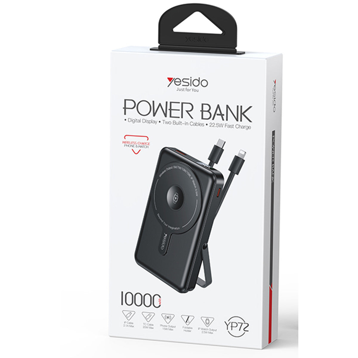 Yesido YP72 Dijital Göstergeli 10.000 mAh Akıllı Saat Şarj Edebilen Kablosuz Magsafe Powerbank