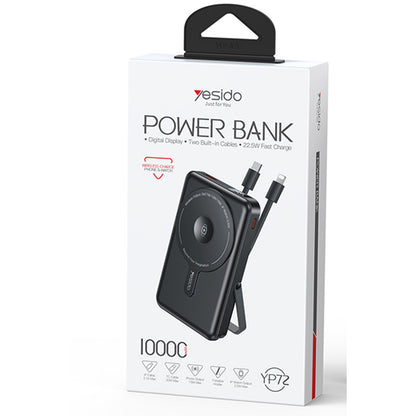 Yesido YP72 Dijital Göstergeli 10.000 mAh Akıllı Saat Şarj Edebilen Kablosuz Magsafe Powerbank