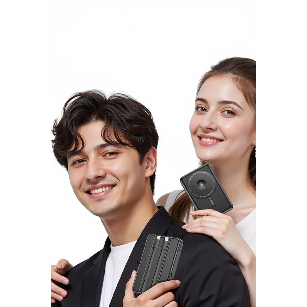 Yesido YP72 Dijital Göstergeli 10.000 mAh Akıllı Saat Şarj Edebilen Kablosuz Magsafe Powerbank - Siyah