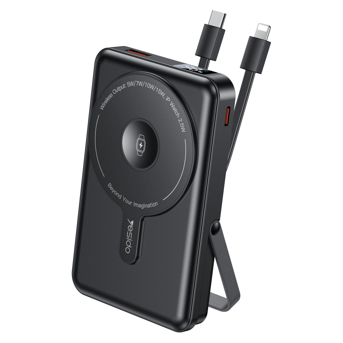 Yesido YP72 Dijital Göstergeli 10.000 mAh Akıllı Saat Şarj Edebilen Kablosuz Magsafe Powerbank