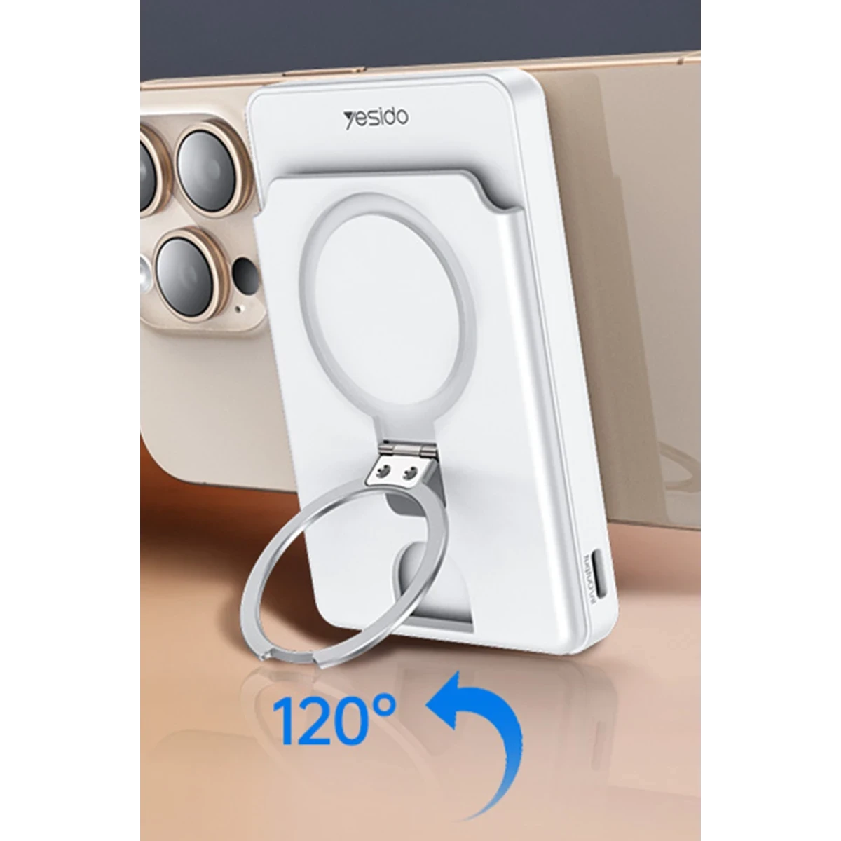 Yesido YP73 Konum Takip Özellikli 5.000 mAh Kablosuz Magsafe Powerbank - Beyaz
