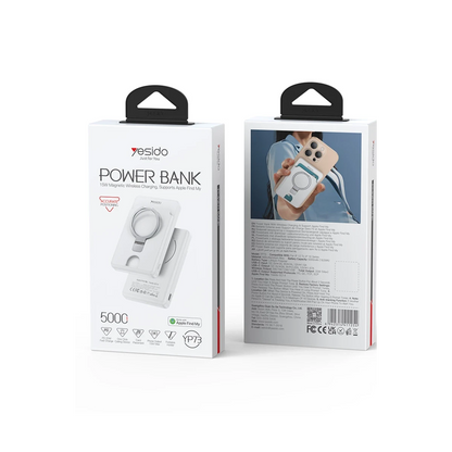 Yesido YP73 Apple Beni Bul Özellikli 5.000 mAh Kablosuz Magsafe Powerbank - Siyah