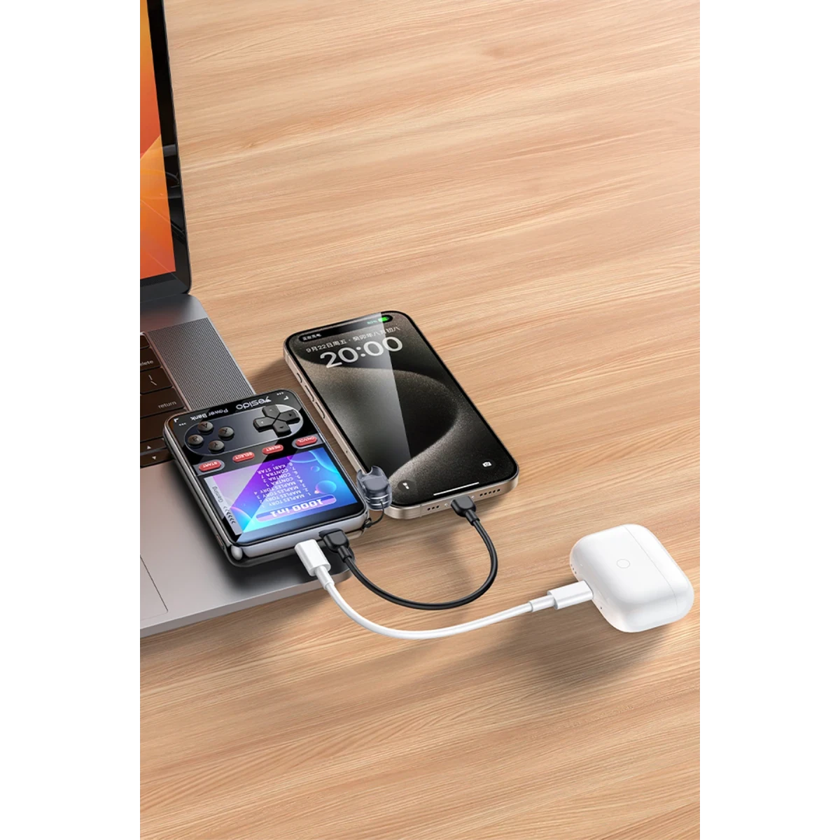 Yesido YP87 Dahili Retro Oyun Konsollu 10.000 mAh 2in1 20W PD Hızlı Şarj Powerbank - Siyah