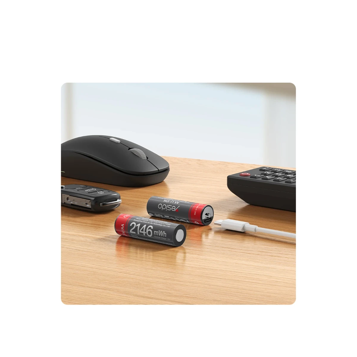 Yesido YP88 4 Adet Şarj Edilebilir Yüksek Verimli 1430 mAh 1.5V AA Pil - Siyah