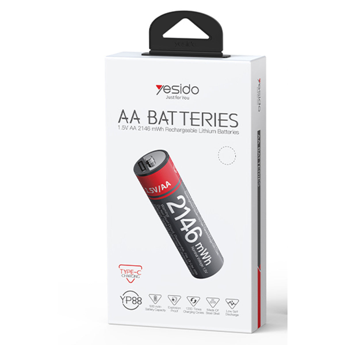 Yesido YP88 4 Adet Şarj Edilebilir Yüksek Verimli 1430 mAh 1.5V AA Pil