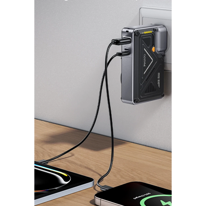 Yesido YP89 Akım Korumalı ve Stantlı 10.000 mAh 5in1 22.5W PD ve 15W Kablosuz Hızlı Şarj Destekli Magsafe Powerbank - Siyah