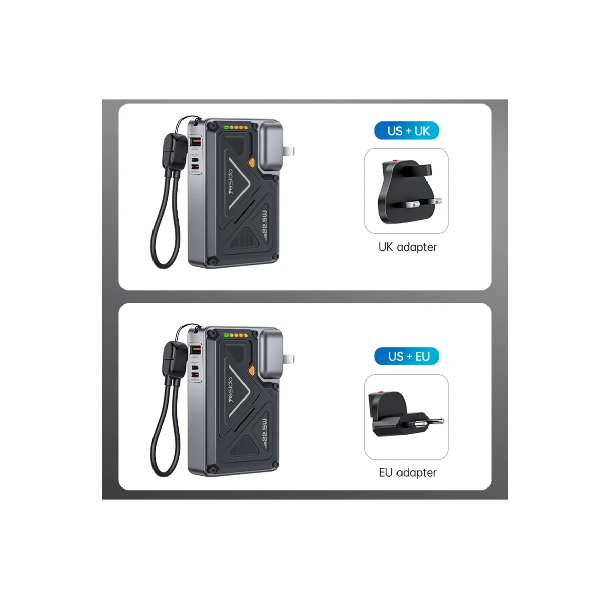 Yesido YP89 Akım Korumalı ve Stantlı 10.000 mAh 5in1 22.5W PD ve 15W Kablosuz Hızlı Şarj Destekli Magsafe Powerbank - Siyah