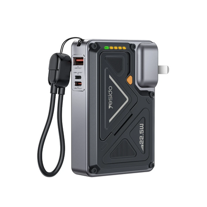 Yesido YP89 Akım Korumalı ve Stantlı 10.000 mAh 5in1 22.5W PD ve 15W Kablosuz Hızlı Şarj Destekli Magsafe Powerbank - Siyah