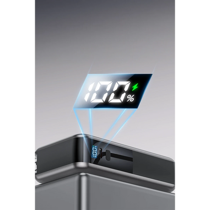Yesido YP90E Dijital Göstergeli 10.000 mAh 22.5W PD Hızlı Şarj Destekli Makaralı Type C ve Lightning Kablolu 5in1 Powerbank - Siyah