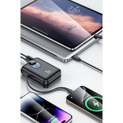 Yesido YP94 Dijital Göstergeli 20.000 mAh 35W Hızlı Şarj Destekli Çift Kablolu Powerbank - Siyah