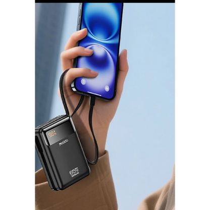 Yesido YP97 Dijital Göstergeli 20.000 mAh 65W Hızlı Şarj Destekli Dahili Type C Kablolu Laptop Şarj Edebilir Powerbank - Siyah