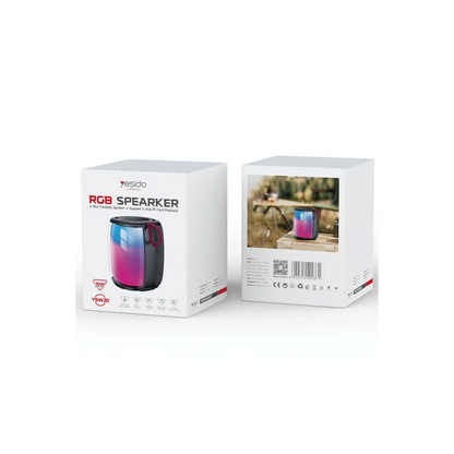 Yesido YSW20 10W Dahili Hoparlörlü 2500 mAh Bataryalı BT 5.3 RGB Kablosuz Mini Hoparlör - Siyah