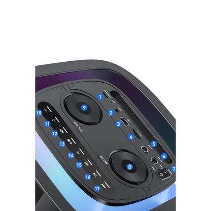 Yesido YSW29 2 Adet 20W Dahili Hoparlörlü 4400 mAh Bataryalı BT 5.0 RGB Kablosuz Hoparlör - Siyah