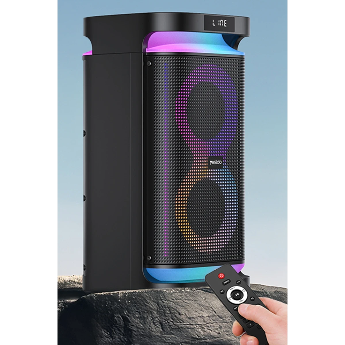 Yesido YSW29 2 Adet 20W Dahili Hoparlörlü 4400 mAh Bataryalı BT 5.0 RGB Kablosuz Hoparlör - Siyah