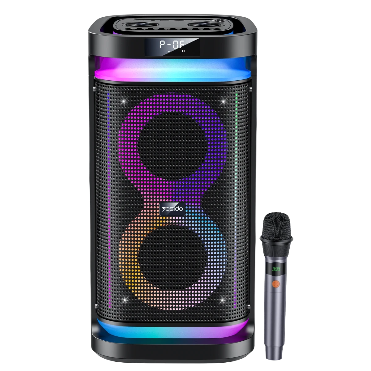 Yesido YSW29 2 Adet 20W Dahili Hoparlörlü 4400 mAh Bataryalı BT 5.0 RGB Kablosuz Hoparlör - Siyah