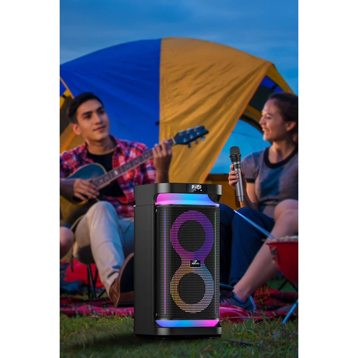 Yesido YSW29 2 Adet 20W Dahili Hoparlörlü 4400 mAh Bataryalı BT 5.0 RGB Kablosuz Hoparlör - Siyah