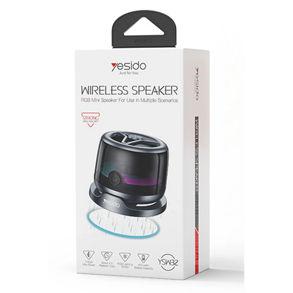 Yesido YSW32 BT 5.3 RGB Manyetik Özellikli Mini Kablosuz Hoparlör - Siyah