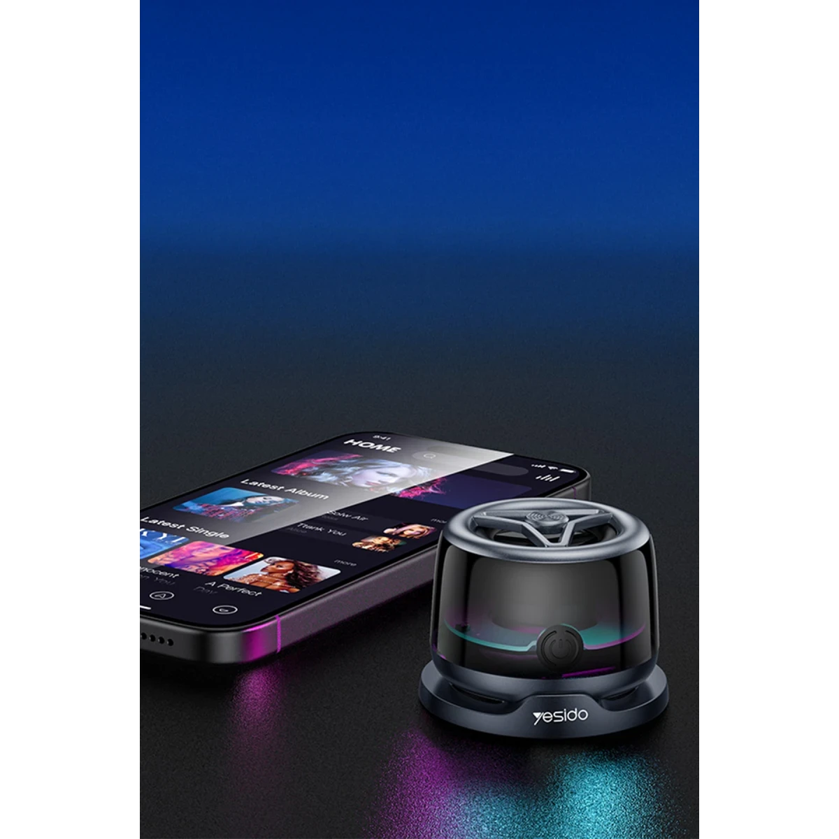 Yesido YSW32 BT 5.3 RGB Manyetik Özellikli Mini Kablosuz Hoparlör - Siyah