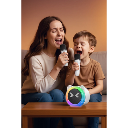 Yesido YSW36 2 Adet Karaoke Mikrofonlu BT 5.3 RGB Kablosuz Hoparlör - Beyaz