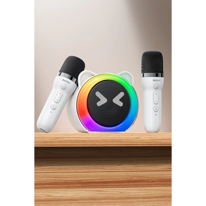 Yesido YSW36 2 Adet Karaoke Mikrofonlu BT 5.3 RGB Kablosuz Hoparlör - Beyaz
