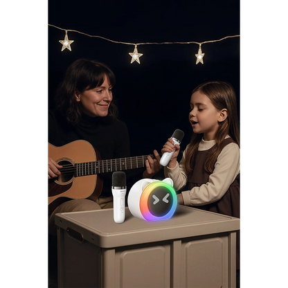 Yesido YSW36 2 Adet Karaoke Mikrofonlu BT 5.3 RGB Kablosuz Hoparlör - Beyaz