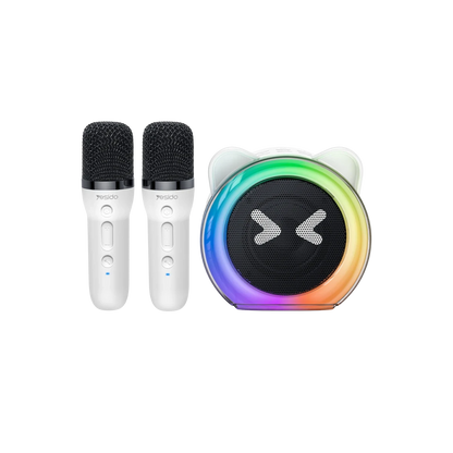 Yesido YSW36 2 Adet Karaoke Mikrofonlu BT 5.3 RGB Kablosuz Hoparlör - Beyaz