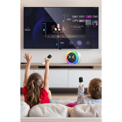 Yesido YSW36 2 Adet Karaoke Mikrofonlu BT 5.3 RGB Kablosuz Hoparlör - Beyaz