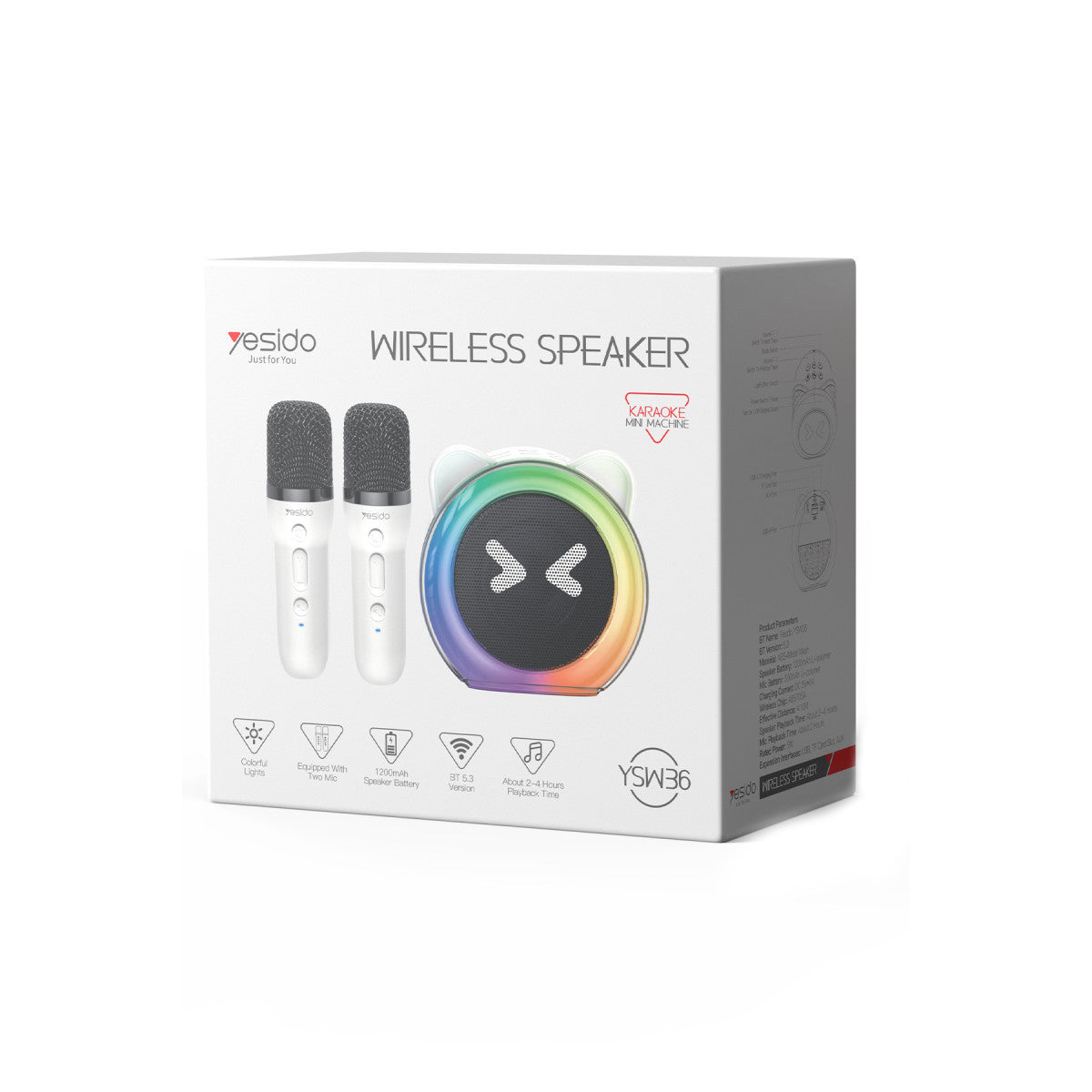 Yesido YSW36 2 Adet Karaoke Mikrofonlu BT 5.3 RGB Kablosuz Hoparlör