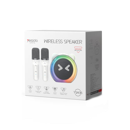 Yesido YSW36 2 Adet Karaoke Mikrofonlu BT 5.3 RGB Kablosuz Hoparlör