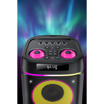 Yesido YSW44 Taşınabilir 60W Çift 8 Hoparlörlü RGB Işıklı Tekerlekli Bluetooth Hoparlör - Siyah