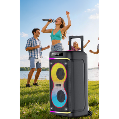 Yesido YSW44 Taşınabilir 60W Çift 8 Hoparlörlü RGB Işıklı Tekerlekli Bluetooth Hoparlör