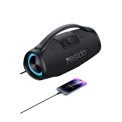Yesido YSW45 120W RGB Işıklı Karaoke Mikrofonlu Bluetooth Kablosuz Hoparlör - Siyah