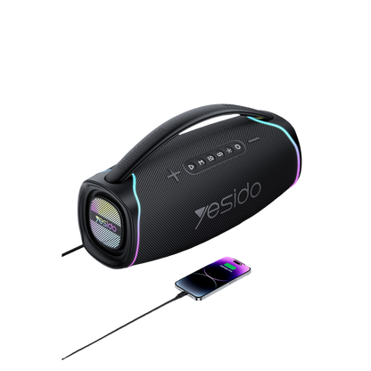 Yesido YSW46 220W RGB Işıklı Karaoke Mikrofonlu Bluetooth Kablosuz Hoparlör - Siyah
