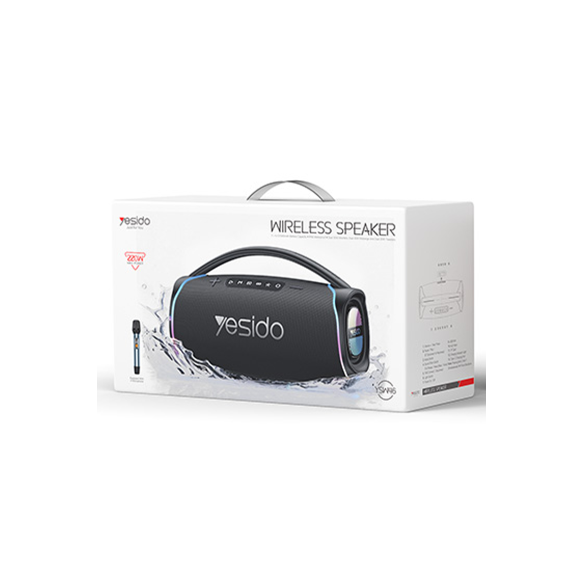 Yesido YSW46 220W RGB Işıklı Karaoke Mikrofonlu Bluetooth Kablosuz Hoparlör