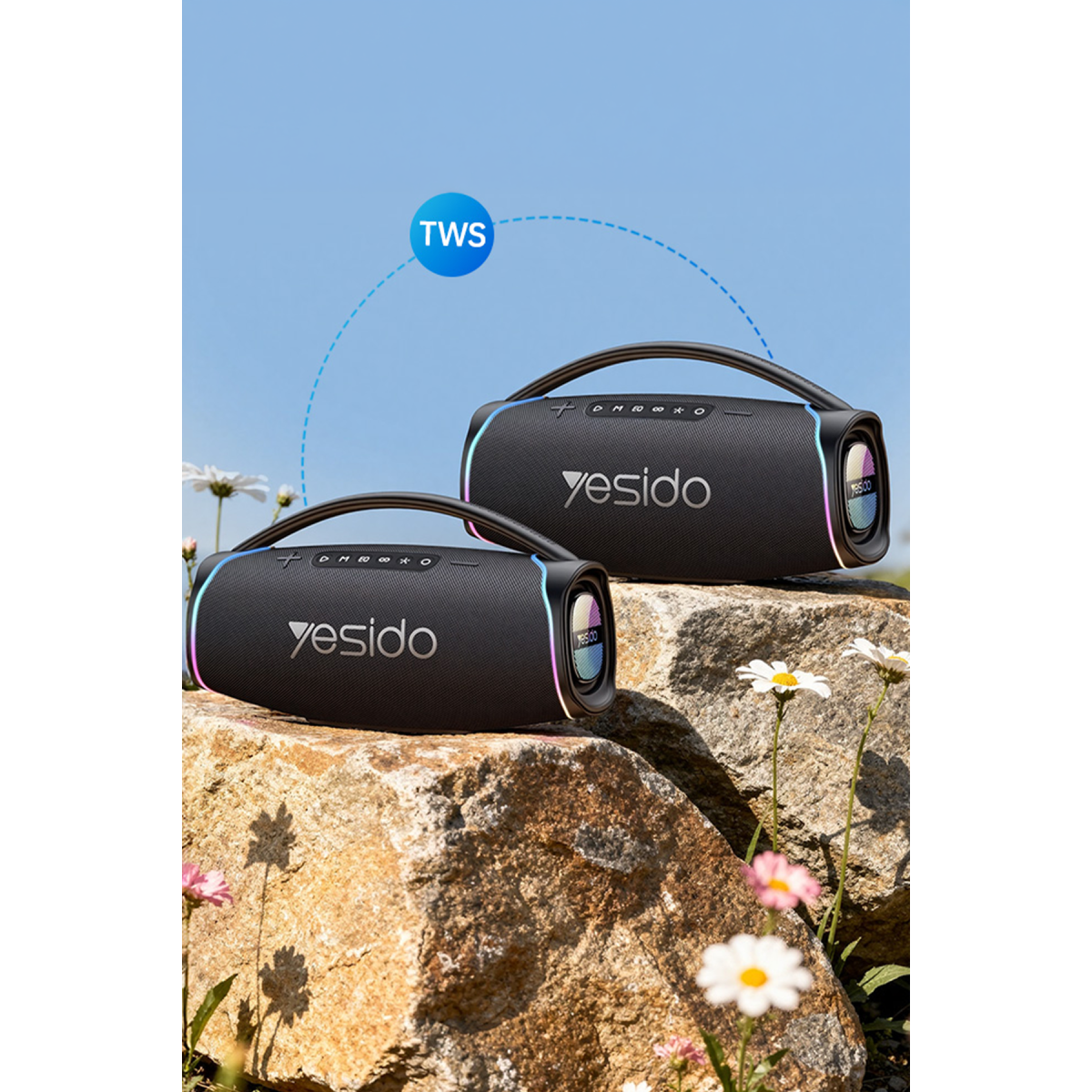 Yesido YSW46 220W RGB Işıklı Karaoke Mikrofonlu Bluetooth Kablosuz Hoparlör