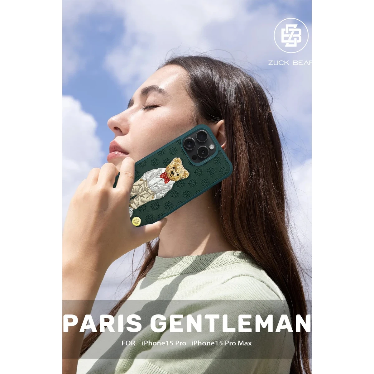ZuckBear Apple iPhone 15 Pro Max Paris Gentleman Kapak - Suit